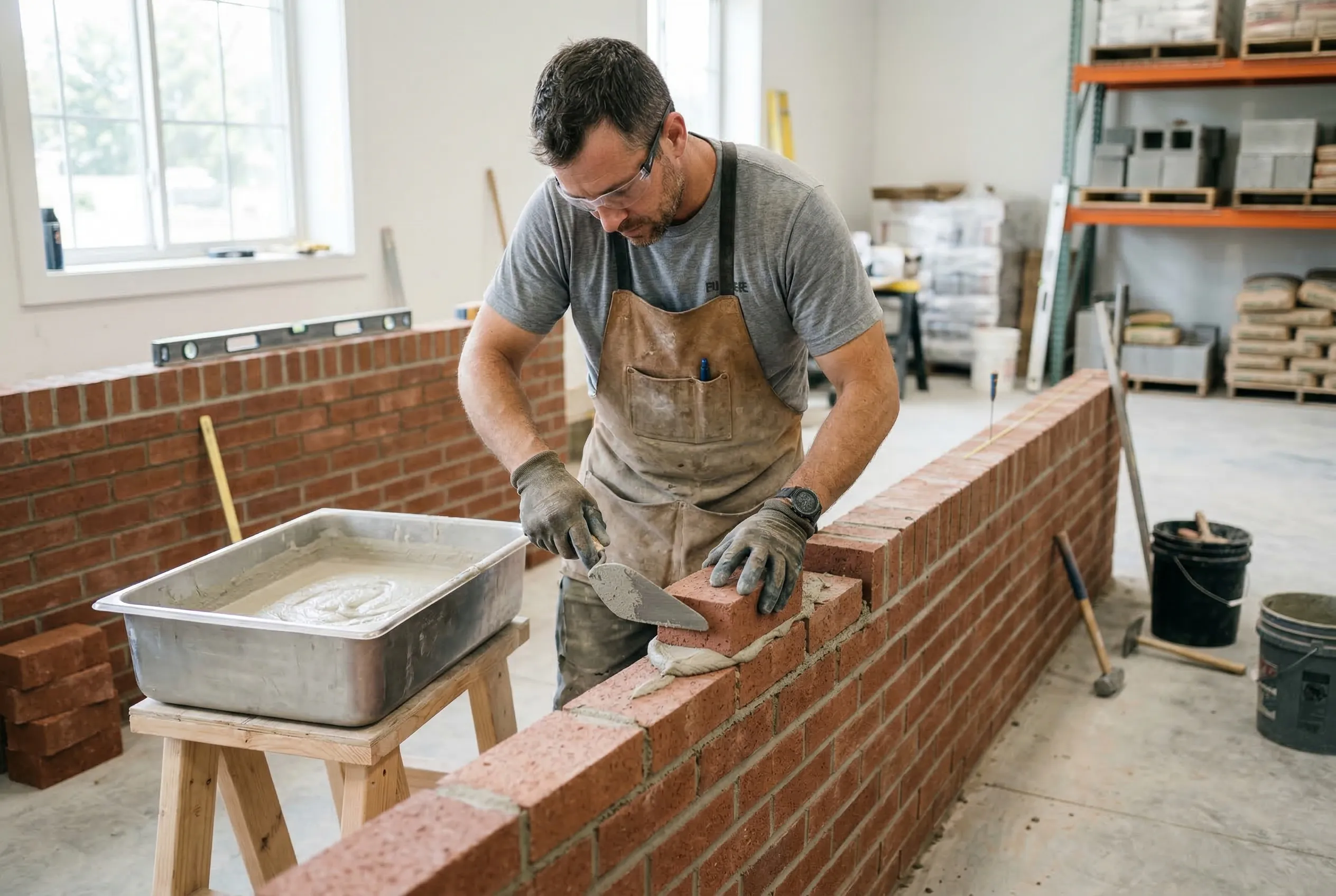 Vakman aan het metselen