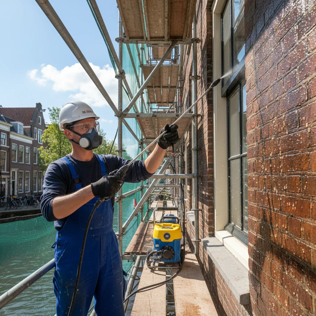 Gevel impregneren met silaanhars voor waterafstotende werking