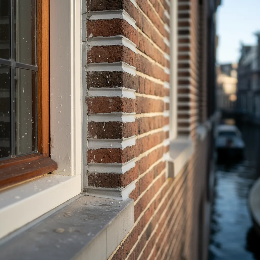 Knipvoegen op klassieke Hollandse grachtengevel