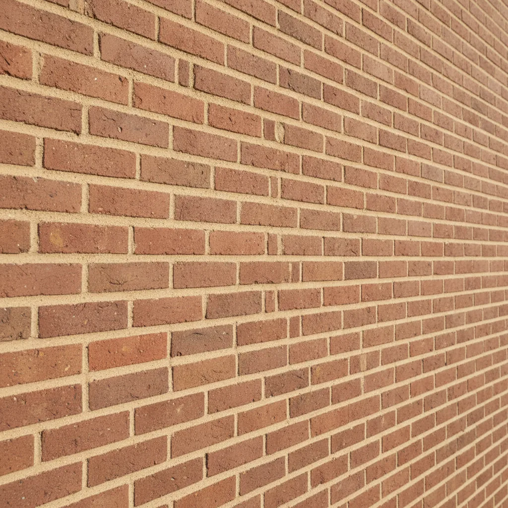 Platvolle voegen op moderne bakstenen gevel